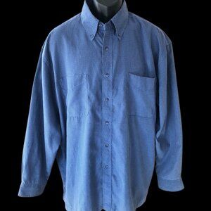 Alan Flusser Shirt Large Blue Navy Check Mole Skin Satin Lined